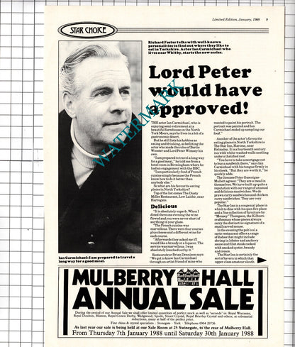 Ian Carmichael Actor The Star Inn Harome Yorkshire - 1988 Article