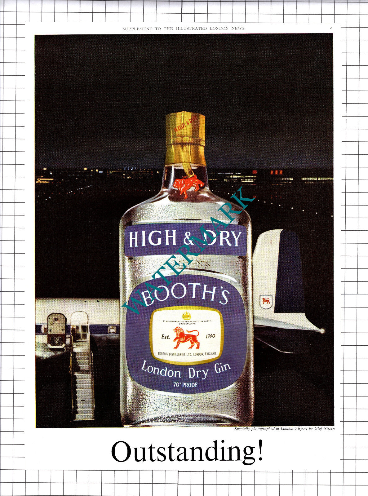 Booth's London Dry Gin London Airport Oluf Nissen Advert - 1961 Cutting / Print