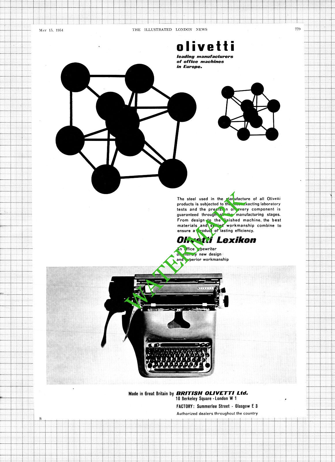 Olivetti Lexikon ADVERT - 1954 Cutting / Print
