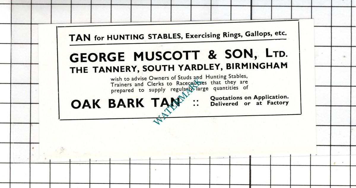 George Muscott & Son Ltd The Tannery South Yardley Birmingham 1932 SMALL Advert