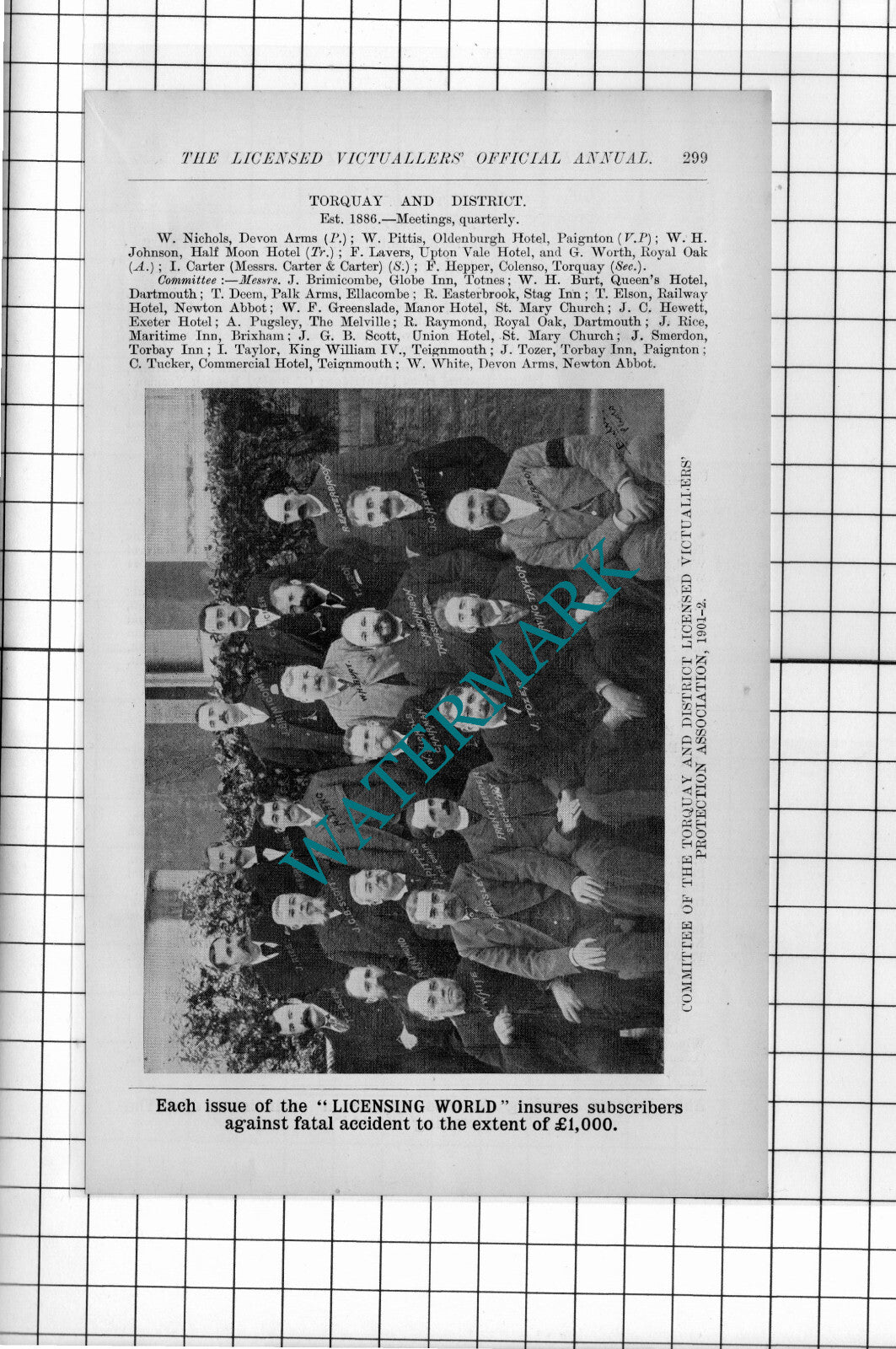 Torbay Licenced Victuallers Brimicombe Smerdon Pugsley Elson Pittis 1902 Cutting