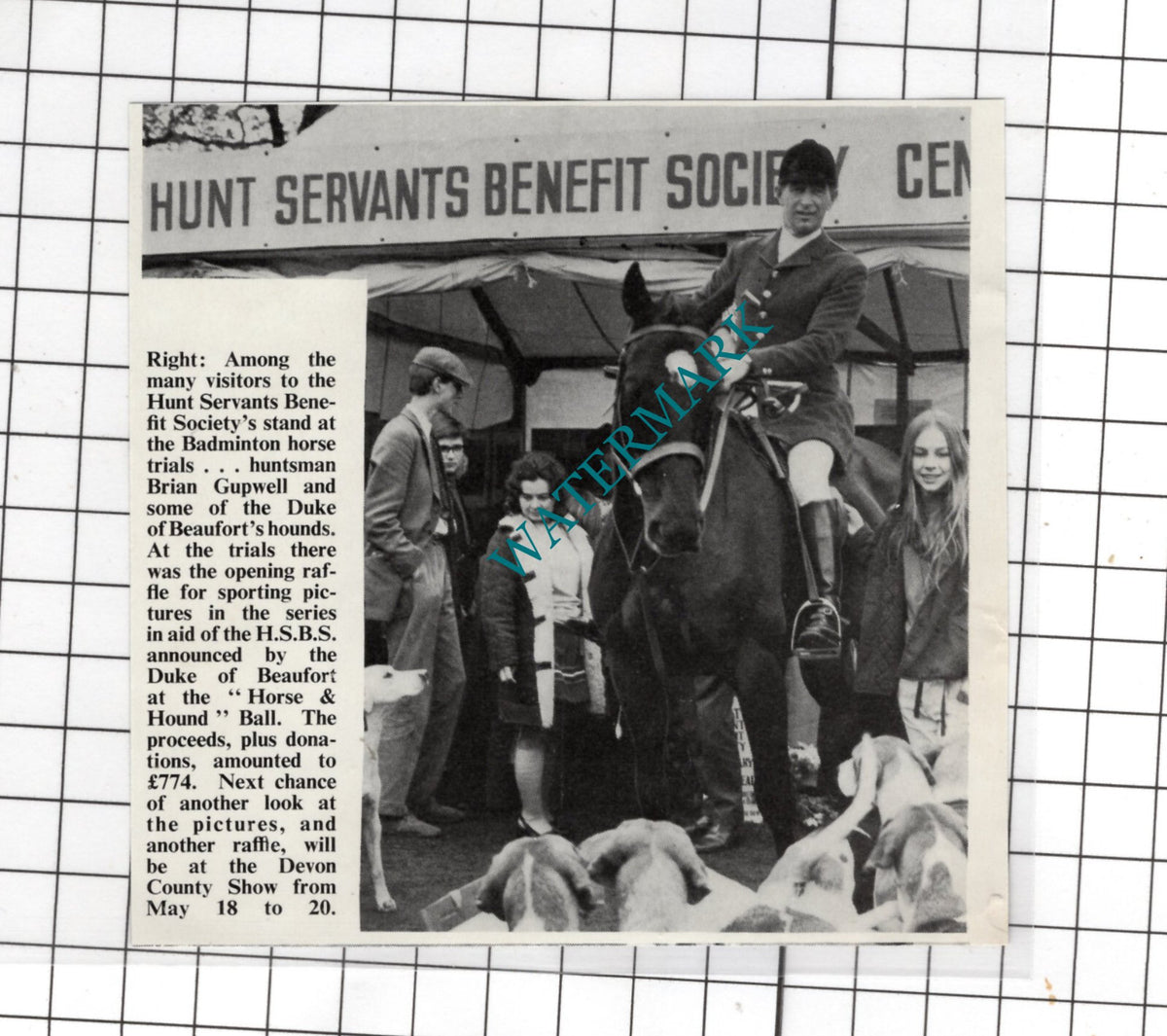 Hunt Servants Benefit Society Brian Gupwell - 1972 Small Cutting