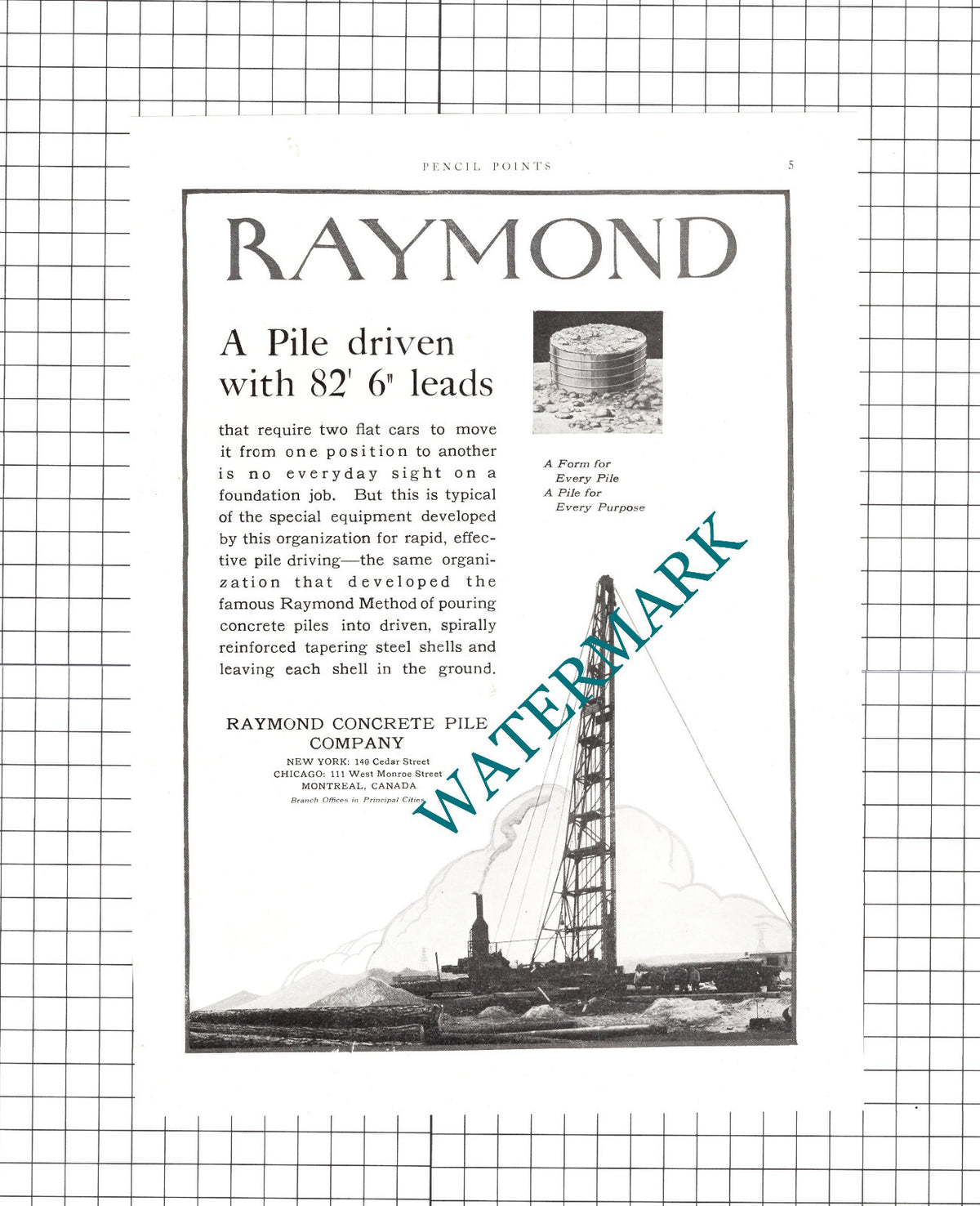 Raymond Concrete Pile Co New York / Jacobson & Co Advert - 1927 Cutting / Print