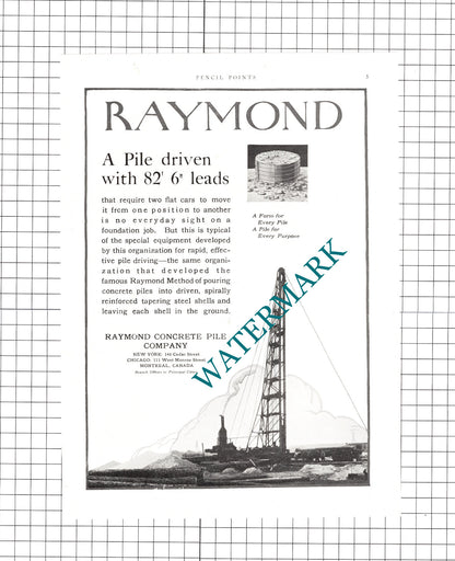 Raymond Concrete Pile Co New York / Jacobson & Co Advert - 1927 Cutting / Print