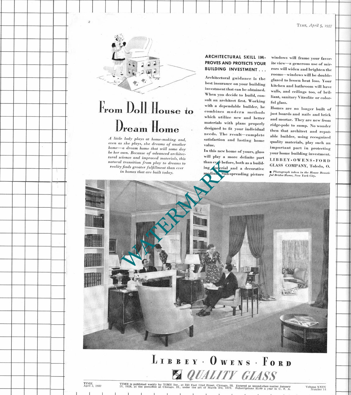 Libbey Owens Ford Glass Company Toledo USA Advert - 1937 Clipping / Print