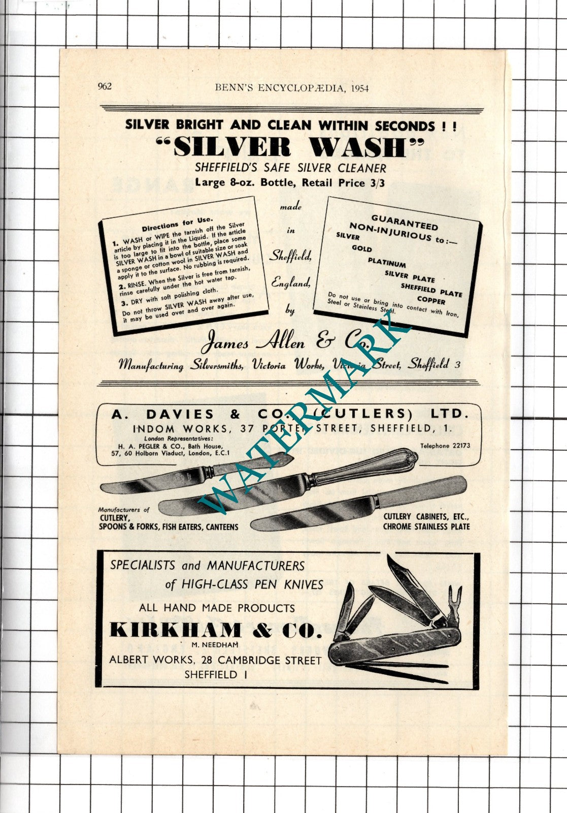 Thomas Turner & Co Cutlers Sheffield James Allen & Co Kirkham & Co - 1954 Advert