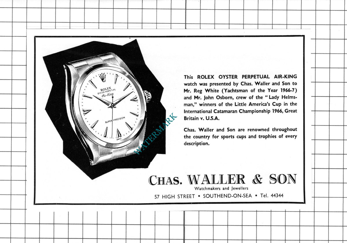 Chas Waller & Son  Reg White John Osborn Lady Helmsman Rolex  - 1967 ADVERT
