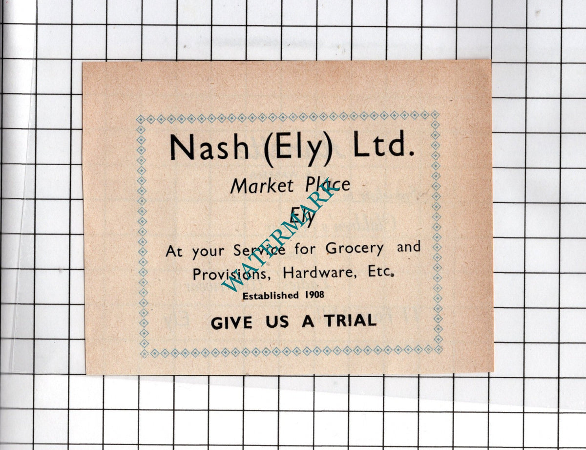 Annette Ely Cambridgeshire F R Warren /  Nash (Ely) Ltd  - 1949 Small Advert