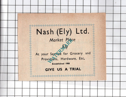 Annette Ely Cambridgeshire F R Warren /  Nash (Ely) Ltd  - 1949 Small Advert