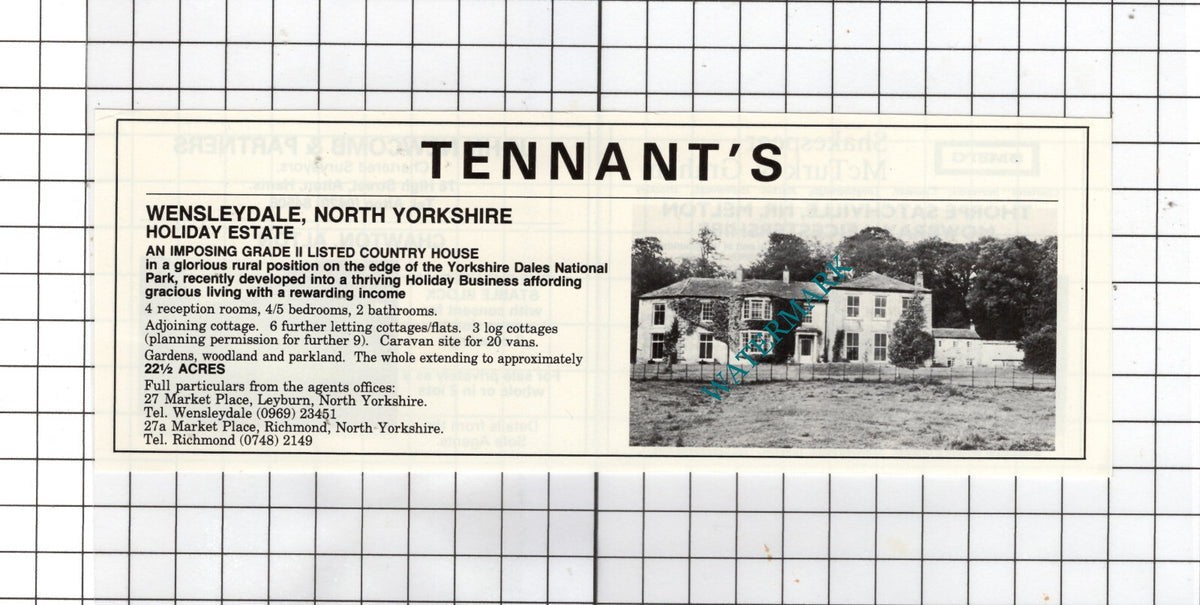 Wensleydale North Yorkshire - 1980 Small House Sale  Advert