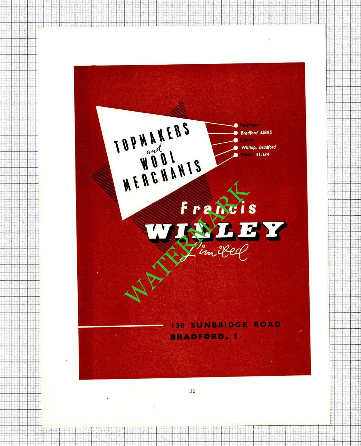 Francis Willey Ltd Bradford Yorkshire Advert  - 1957 Cutting