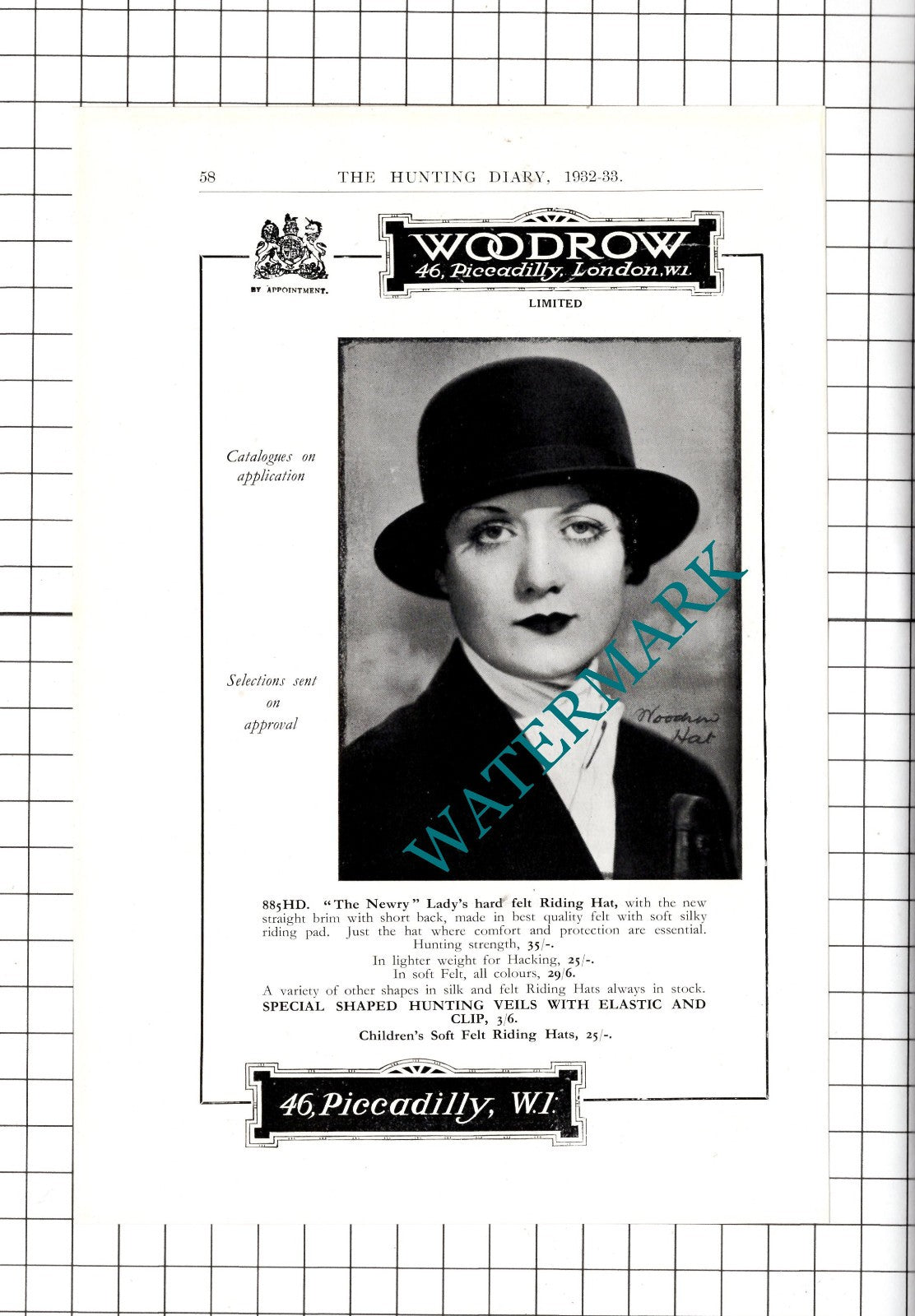 Woodrow Ltd 46 Piccadilly London  - 1932 Advert