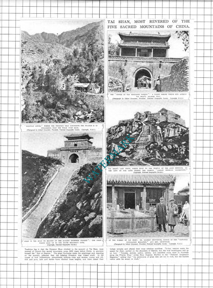 Dr Gilbert Grosvenor Tai Shan China National Geographic 1945 Two-Part Clipping
