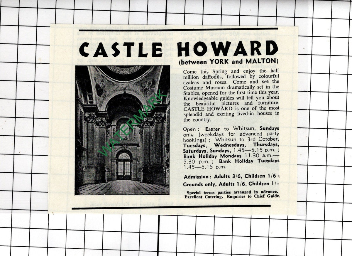 Castle Howard Yorkshire  - 1965 Small Advert