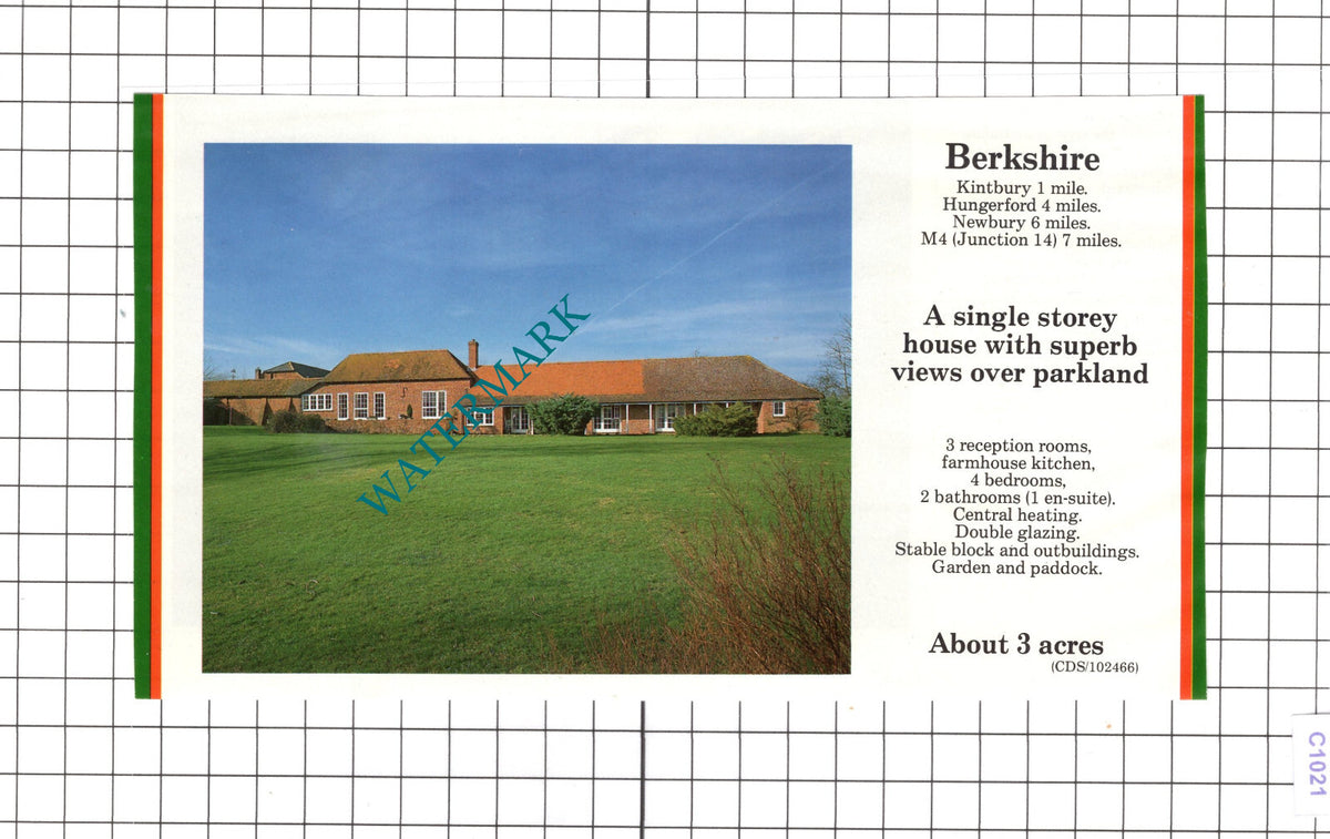 Kintbury Berkshire House Sale Advert - 1990 Clipping / Print