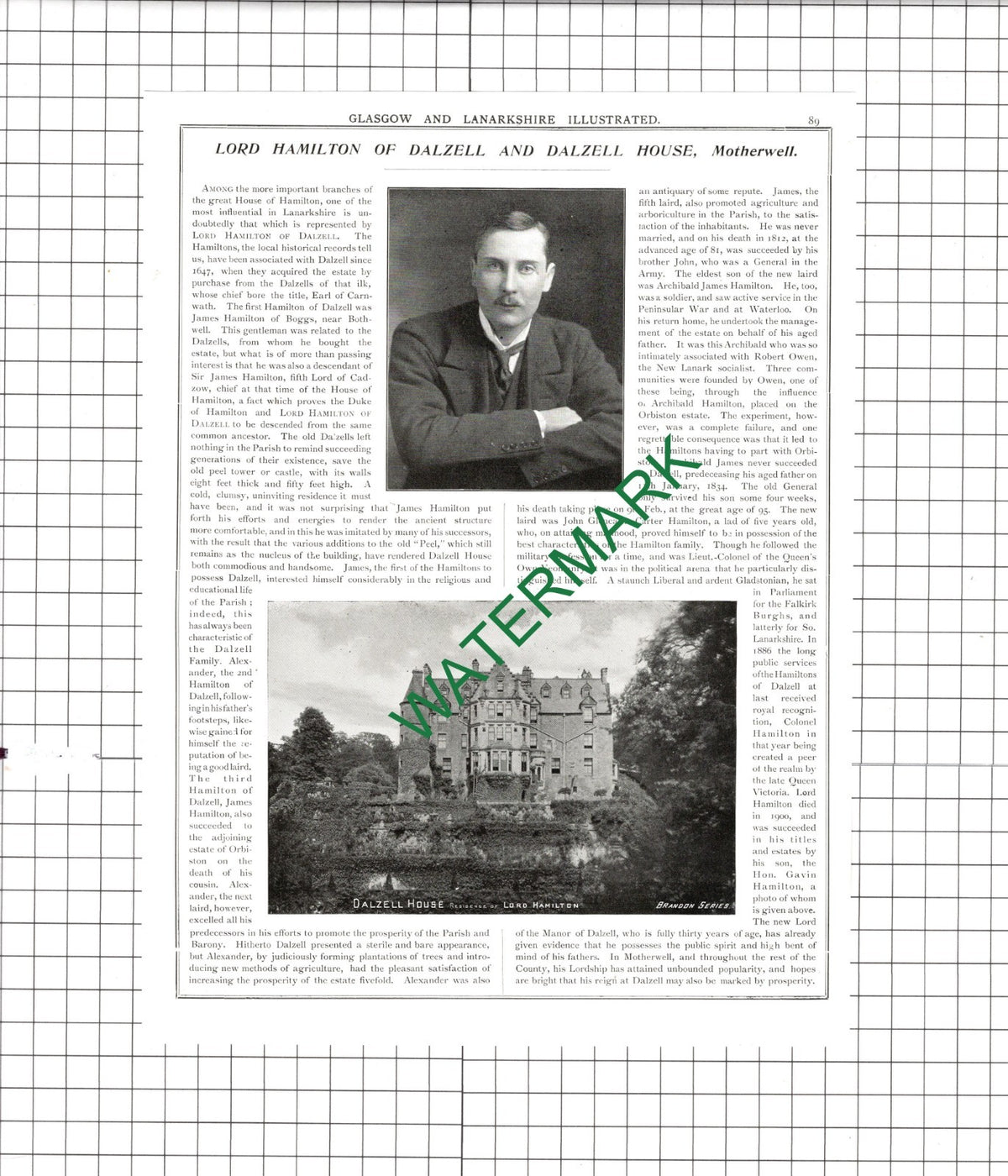 Lord Hamilton Dalzell House Motherwell John Colville Cleland House  1904 Article