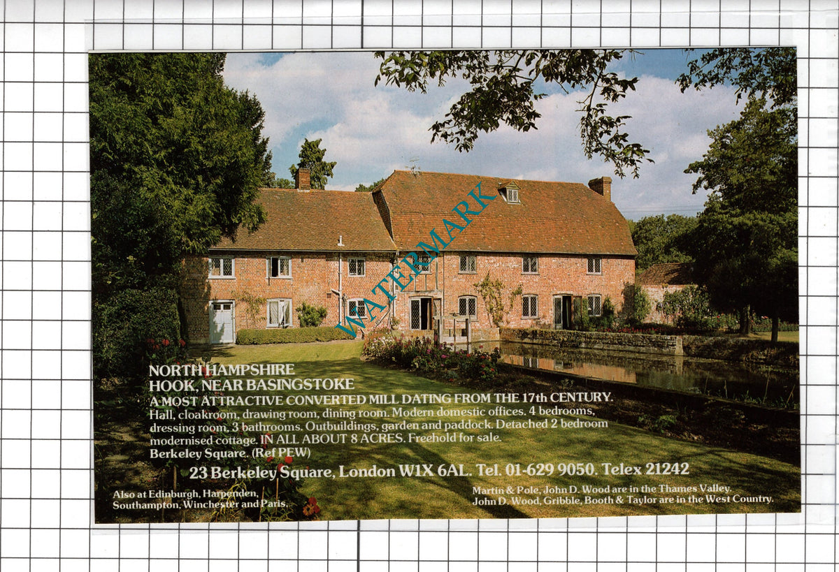 Hook Hampshire Mill House Sale Advert - 1981 Cutting