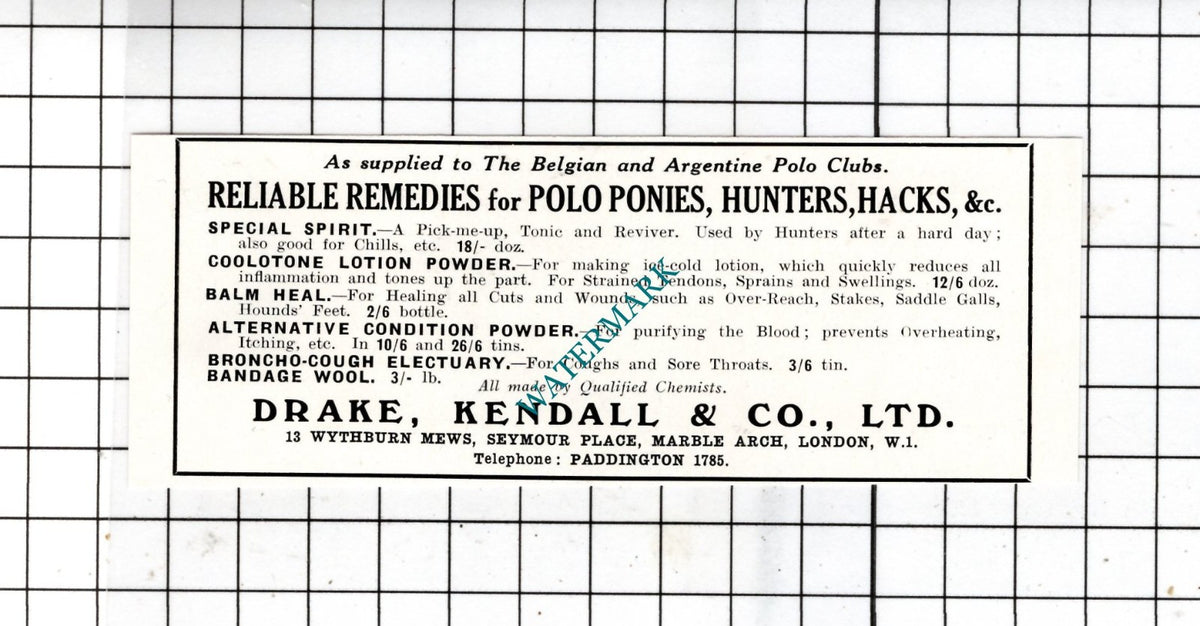 Drake Kendall & Co Ltd Marble Arch London  - 1932 SMALL Advert