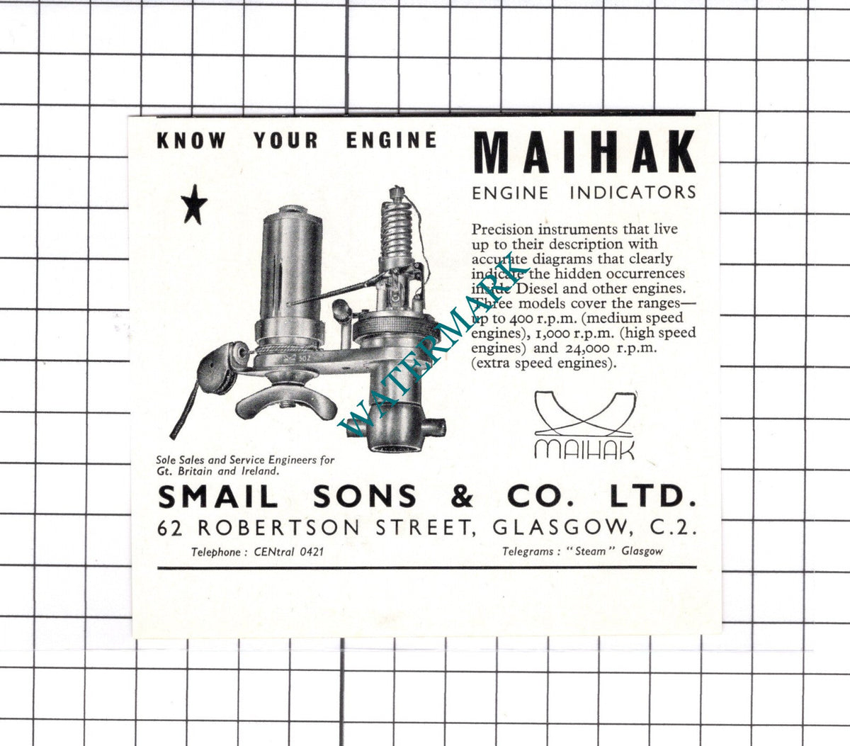 Smail Sons & Co Ltd Glasgow / David Auld & Sons Glasgow - c.1957 Small Advert