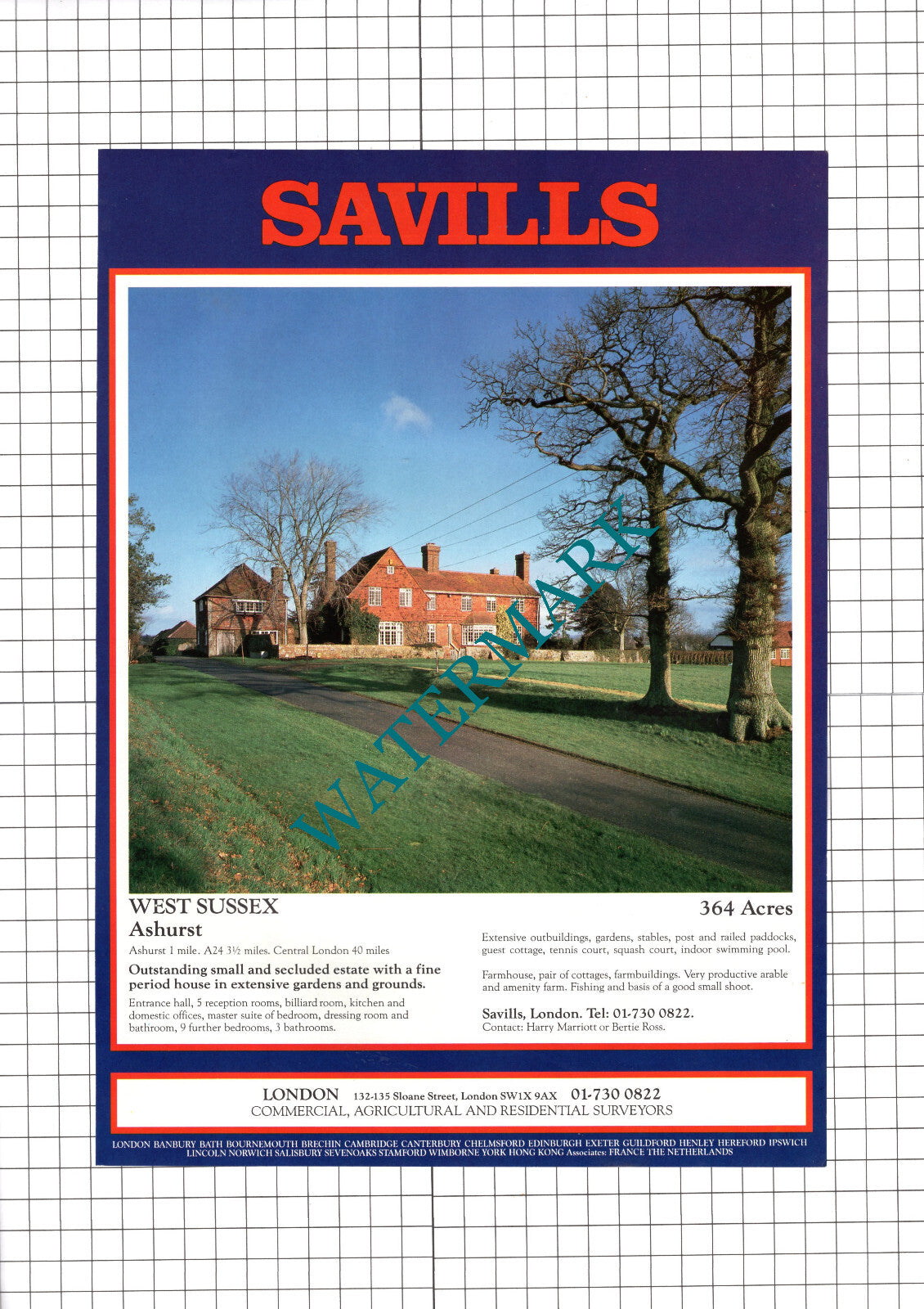 Ashurst Sussex House Sale Advert - 1990 Clipping / Print