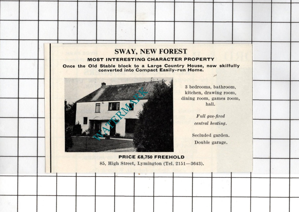 Sway New Forest  Hampshire - 1967 SMALL House Advert
