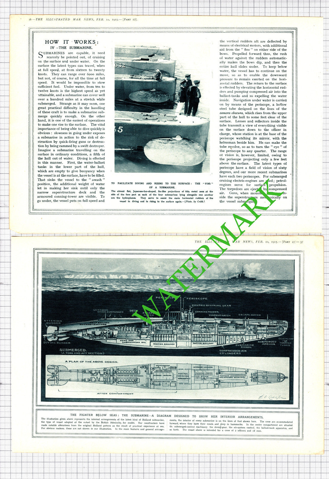How The Submarine Works Great War WW1  - 1915 2-Part Cutting