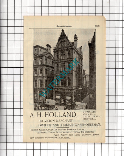 A H Holland Sheffield / Jay's Sauce Victoria Vinegar Brewery c.1910 Small Advert