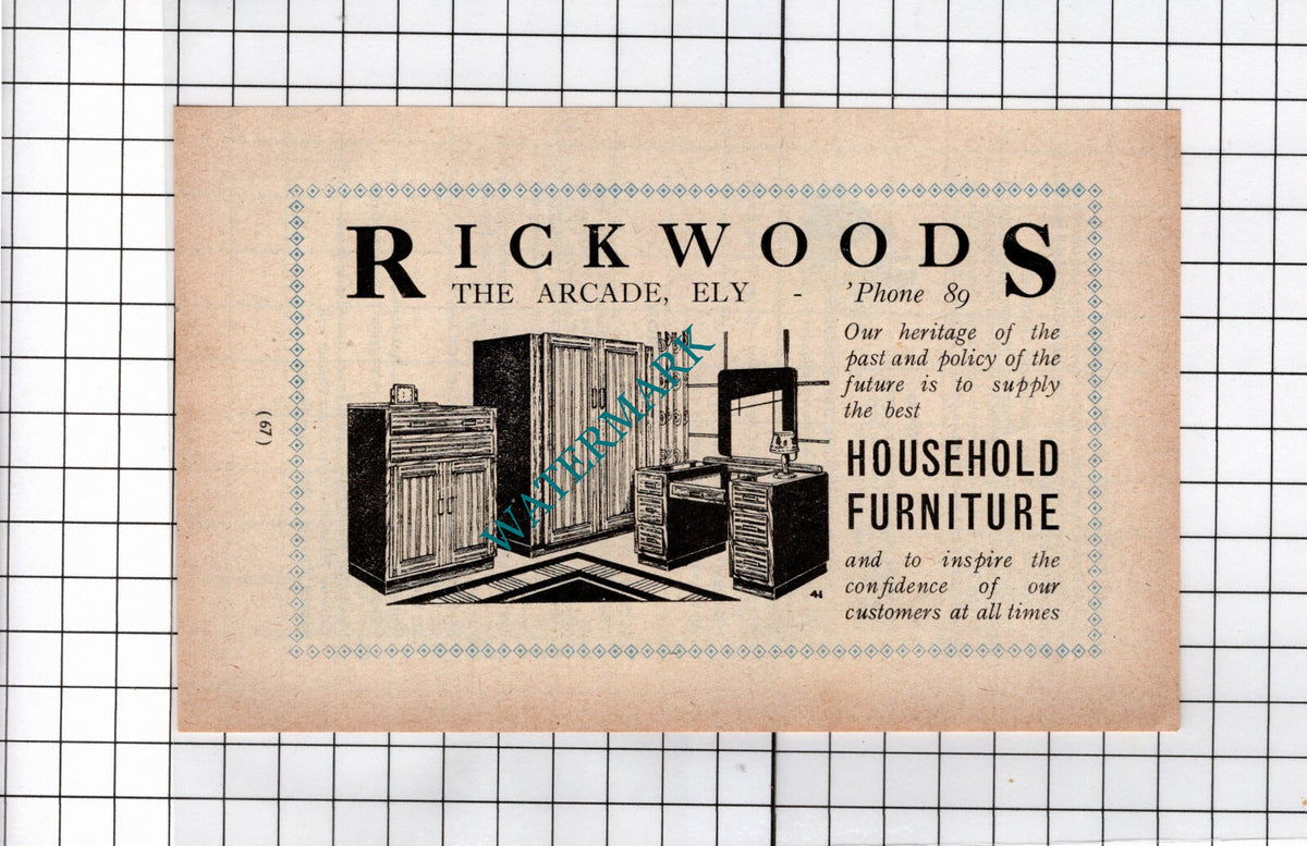 Rickwoods Furniture Ely Cambridgeshire   - 1949 Small Advert