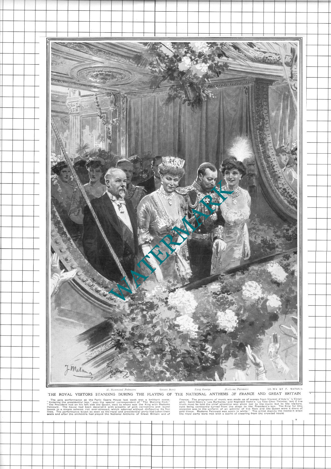 Raymond Poincare Paris Opera House Queen Mary - 1914 Clipping / Print