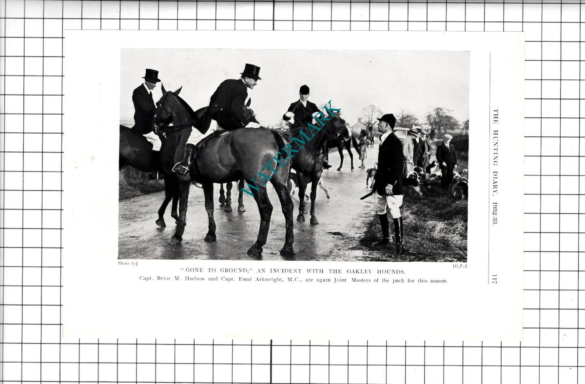 Captain  Briar Hudson Captain Esme Arkwright Oakley Hounds - 1932 Clipping