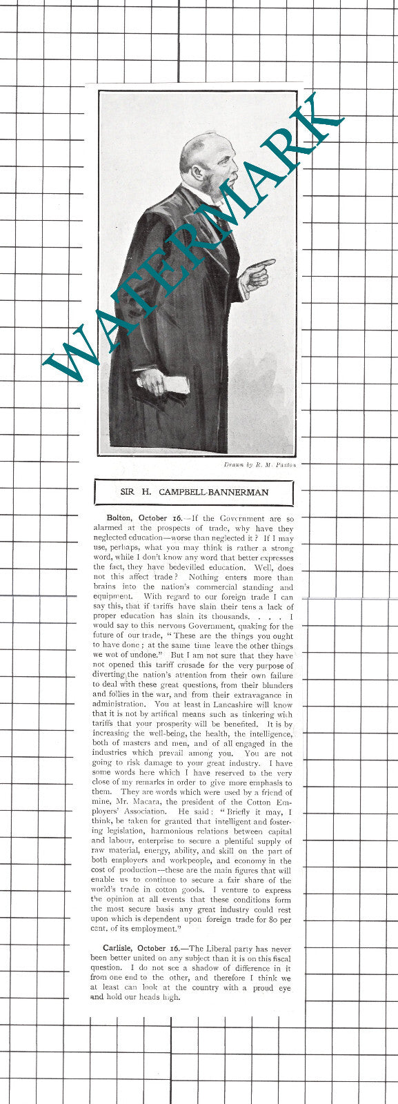 Mr H Campbell-Bannerman  - 1903 Cutting / Print