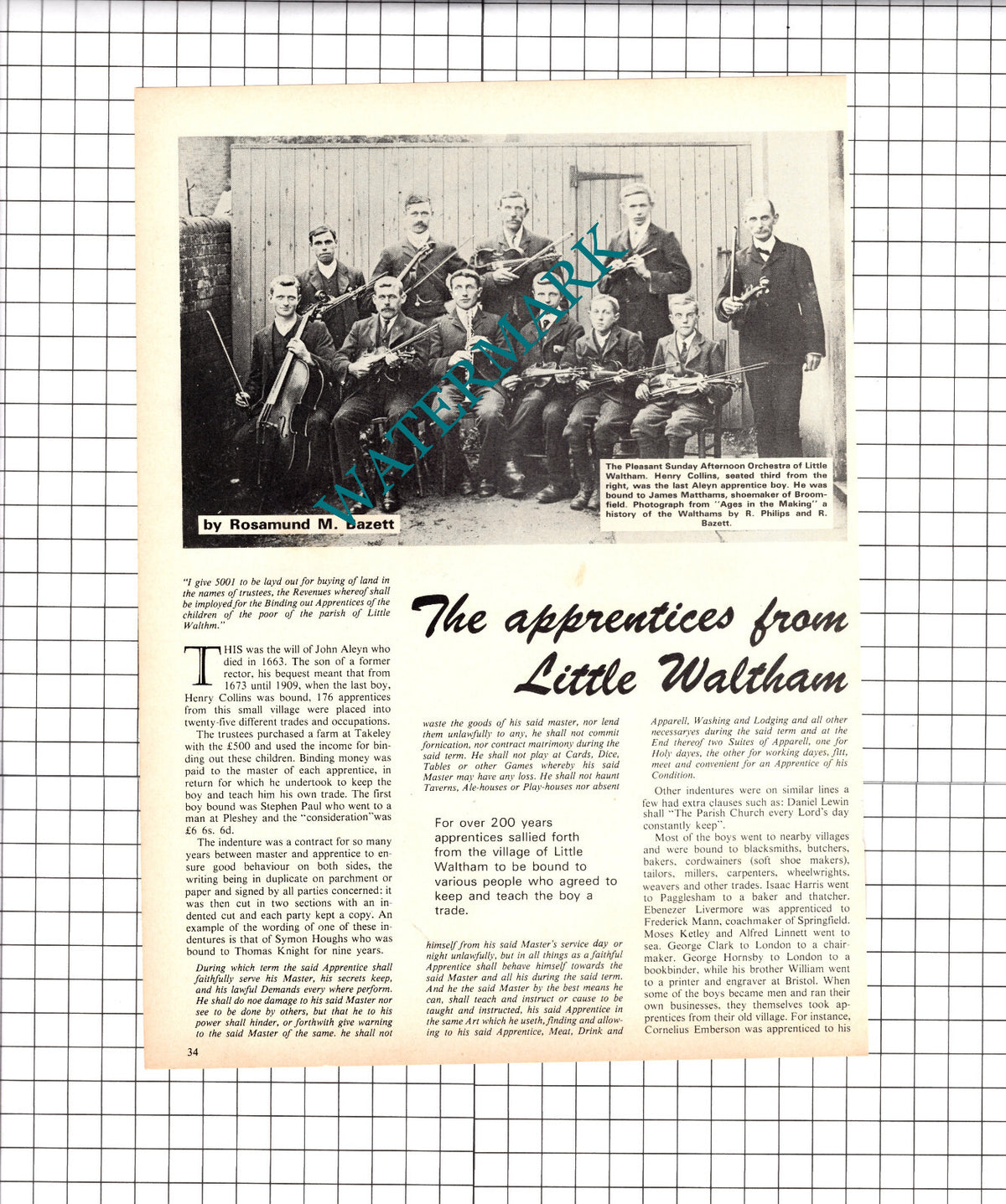 Little Waltham Essex Apprentices John Aleyn  Henry Collins  - 1975 Article