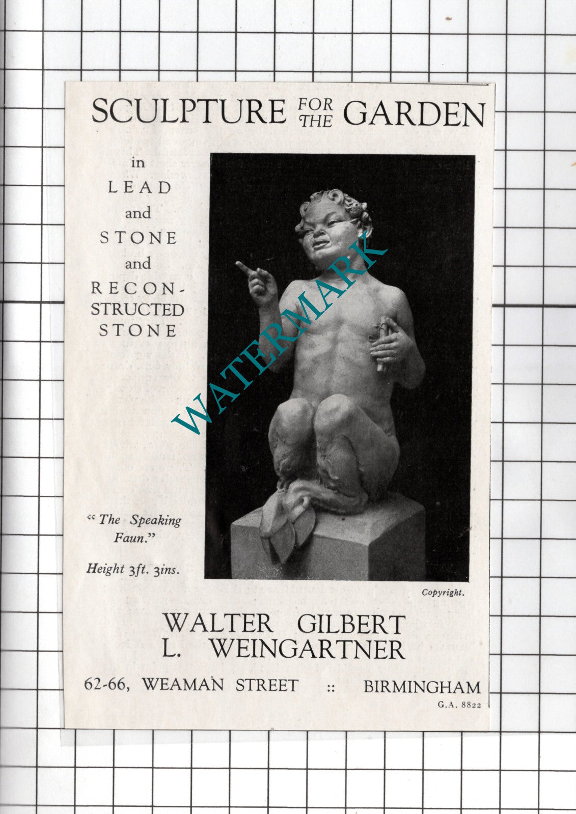 Walter Gilbert L Weingartner Weaman St Birmingham Small Advert - 1927 Clipping