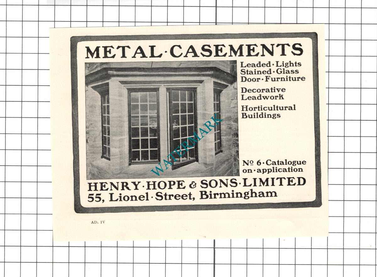 Henry Hope & Sons Ltd Birmingham - 1904 Small Advert
