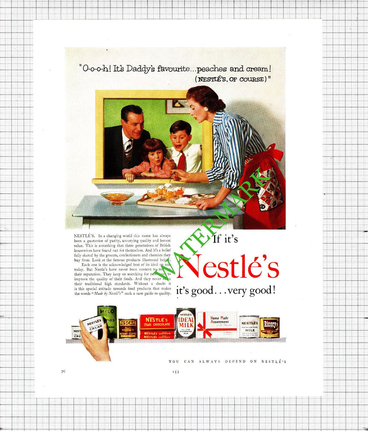 Nestle's ADVERT   - 1956 Cutting