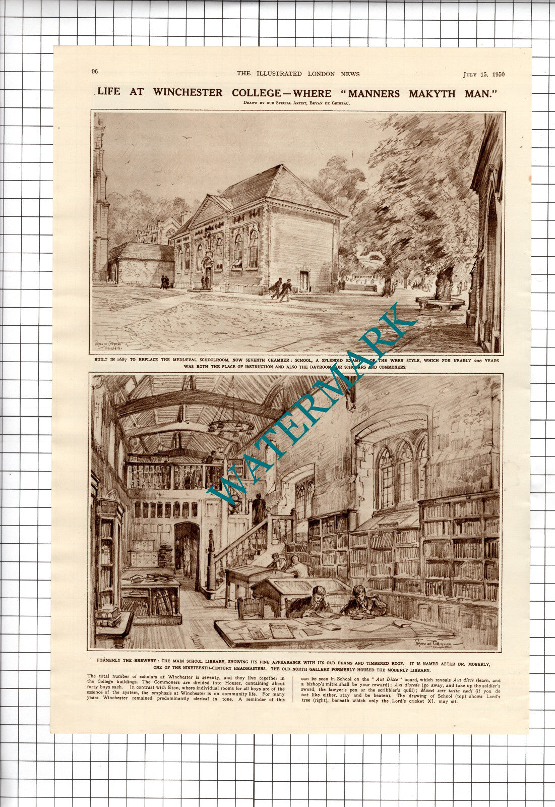 Winchester College  - 1950 Article / Print