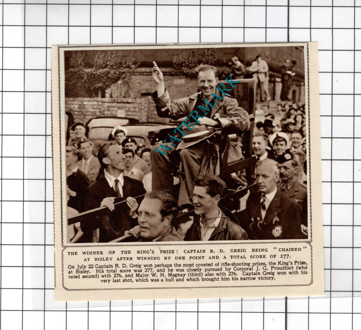 Captain R D Greig Bisley Winner King's Prize - 1950 Small Cutting