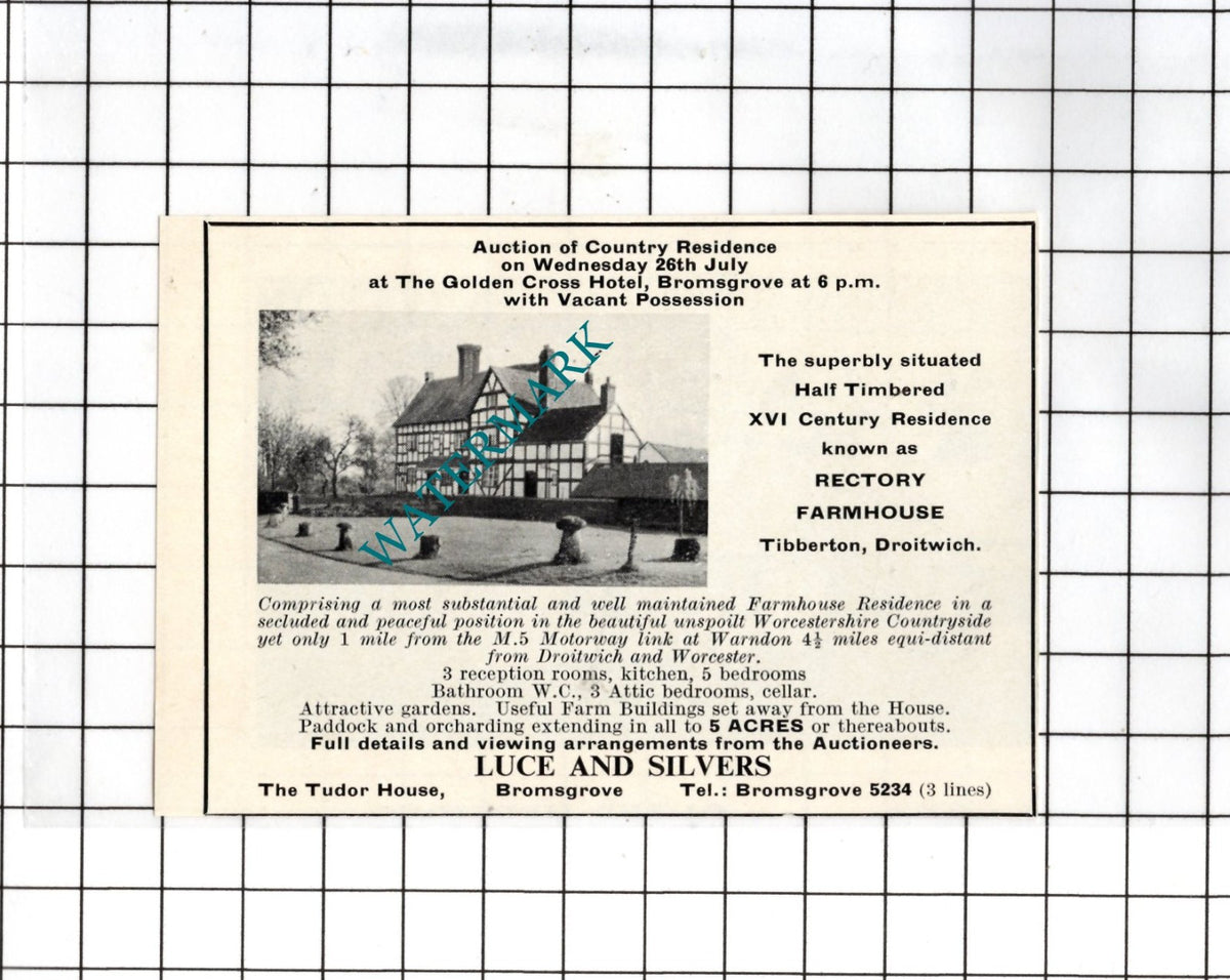 Rectory Farmhouse Tibberton Droitwich  Worcestershire - 1967 SMALL House  Advert