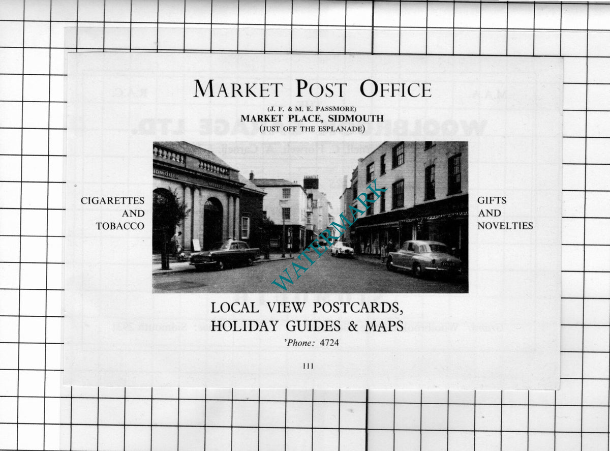 Market Post Office Sidmouth Devon - 1968 Advert