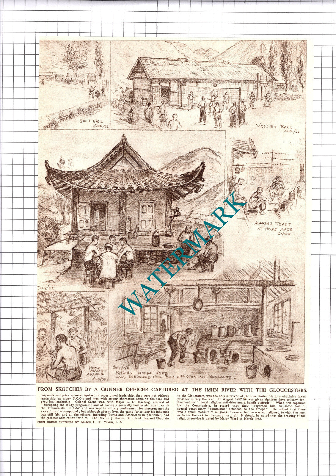 POWs Camp 2 Korea Pyng Yong Ni Korea Major GT Ward   - 1953 2-Part Clipping