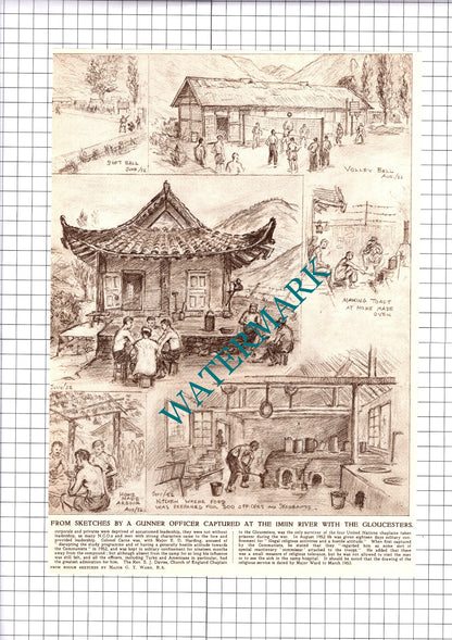 POWs Camp 2 Korea Pyng Yong Ni Korea Major GT Ward   - 1953 2-Part Clipping