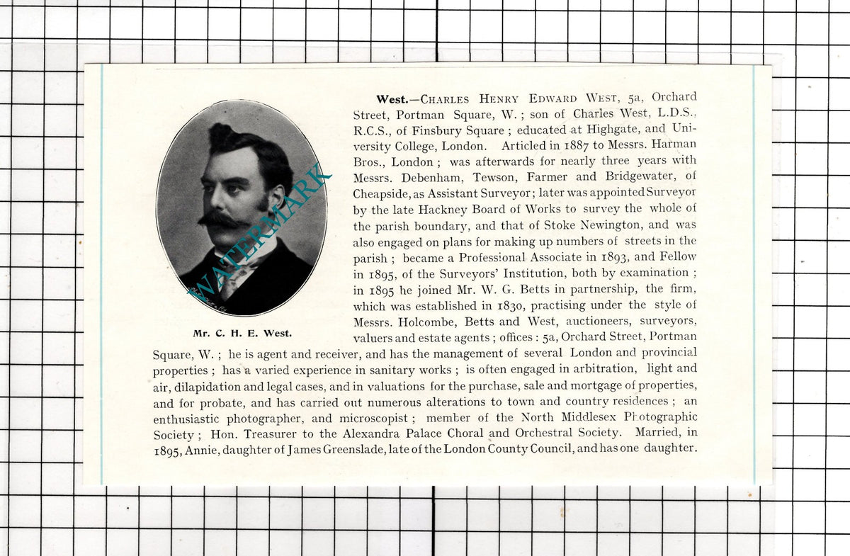 Owen Tudor Wallis Alexanderstone / Charles Henry Edward West - c.1905 Clipping