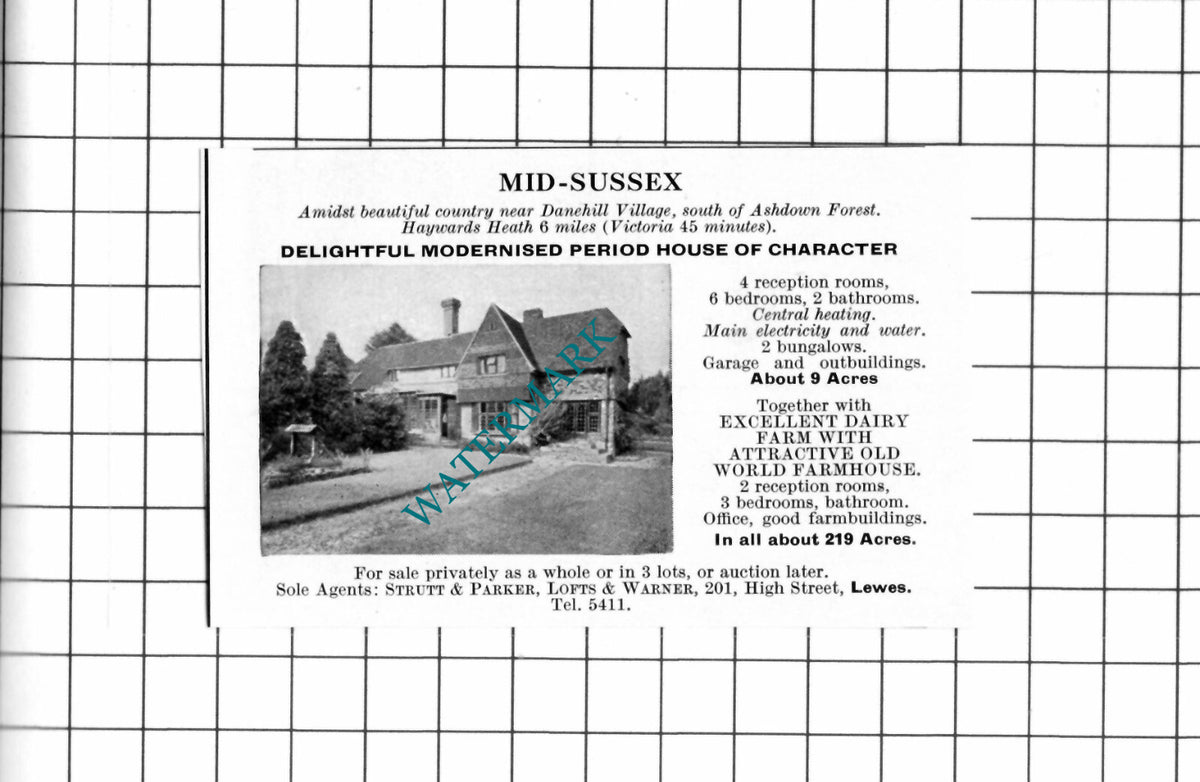 Danehill Village Sussex SMALL House Sale Advert - 1967 Clipping