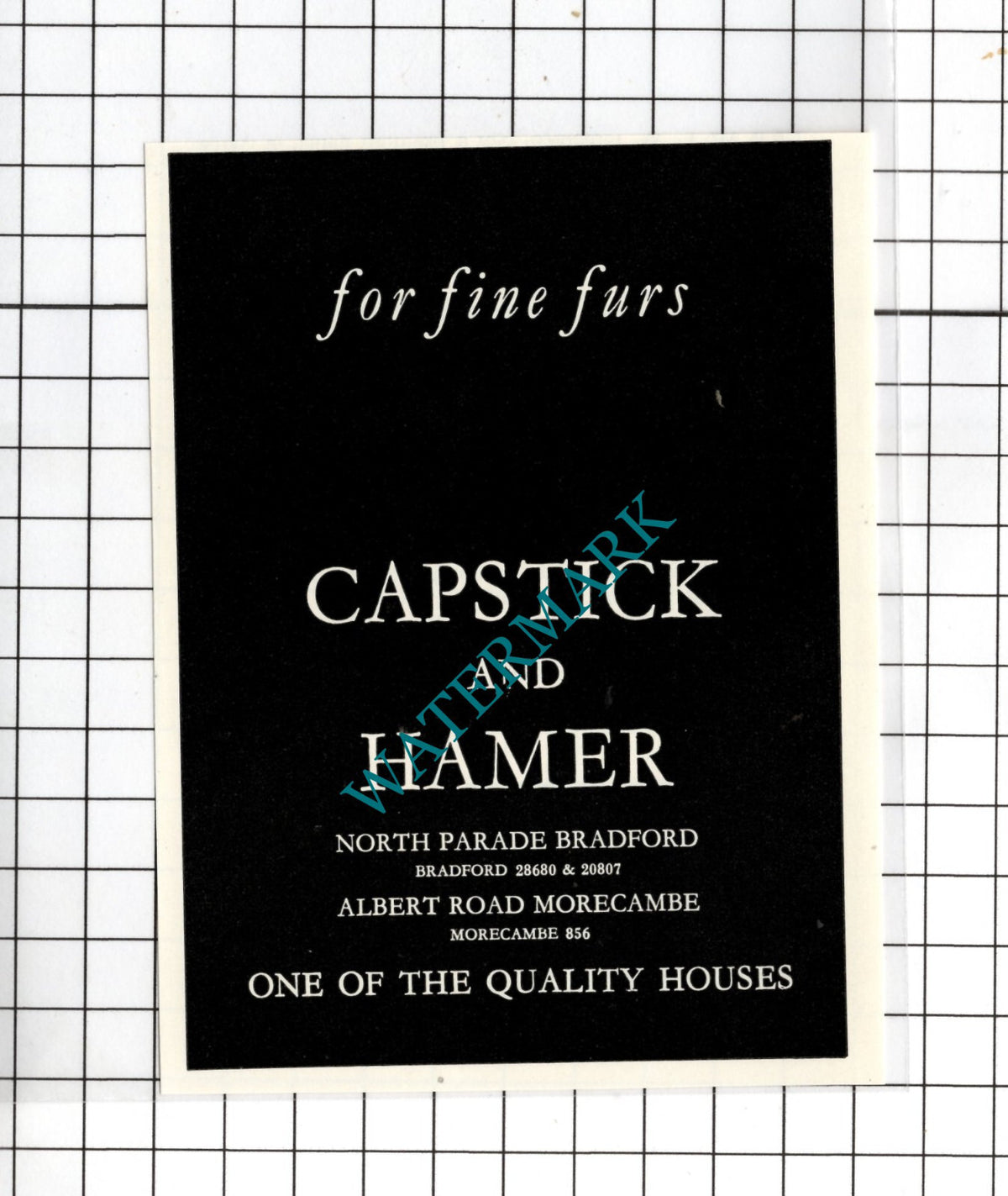 Capstick and Hamer North Parade Bradford Yorkshire  - 1956 Small Advert