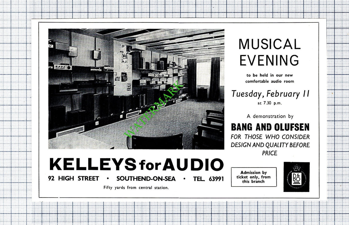 Kelleys For Audio Southend Essex Small Advert - 1969  Cutting