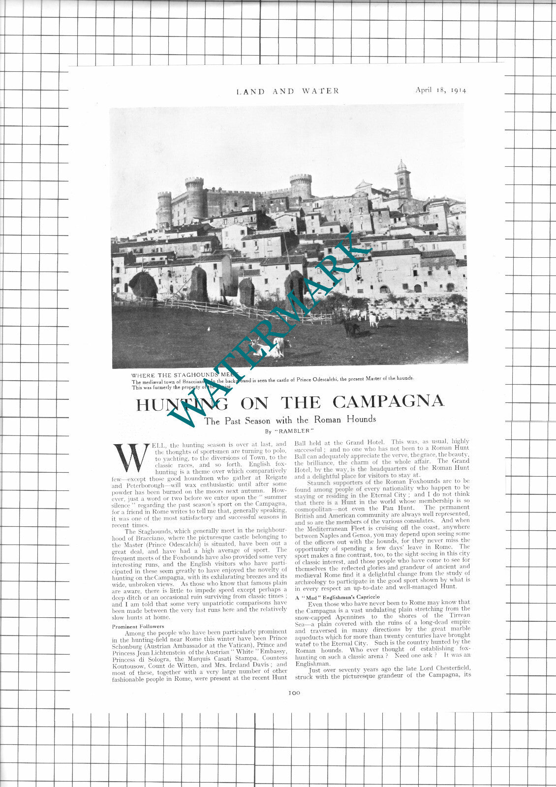 Bracciano Campagna Roman Hounds Negroni Odescalchi Rudini - 1914 Article / Print