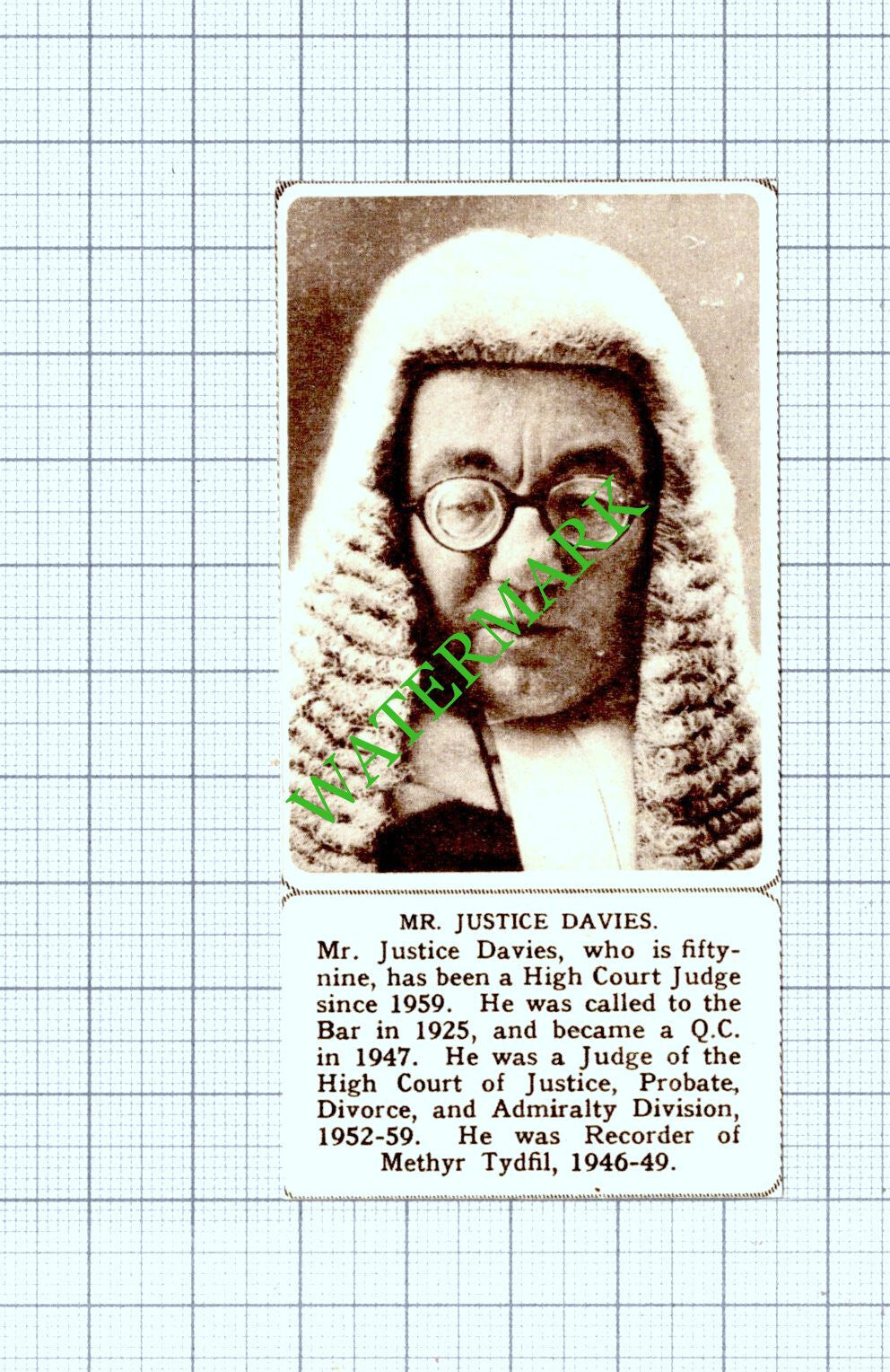 Mr Justice Davies  - 1961 Small Cutting