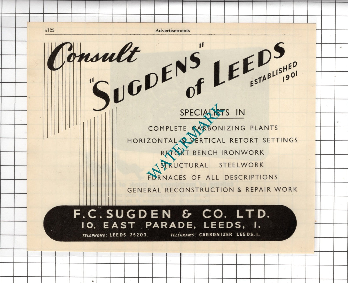 F C Sugden & Co Ltd Sugdens Of Leeds / F J Edwards Ltd London  -1951 Advert