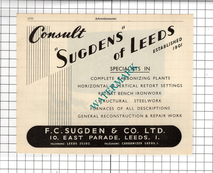 F C Sugden & Co Ltd Sugdens Of Leeds / F J Edwards Ltd London  -1951 Advert