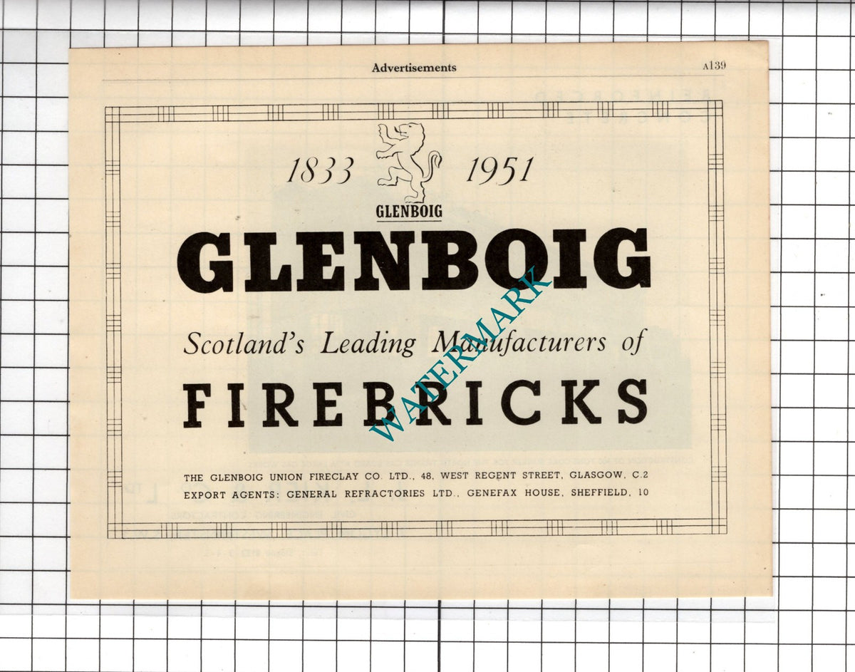 J L Kier & Co Ltd London / Glenboig Union Fireclay Co Glasgow - 1951 Advert
